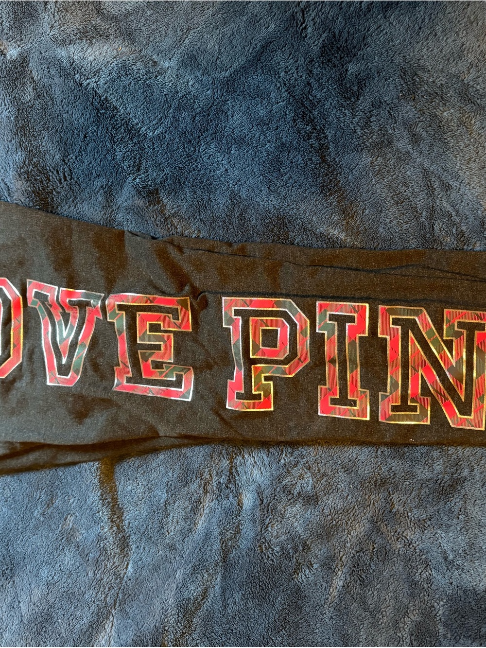 Victoria's Secret Pink Bling Plaid High Waist Leggings Charcoal Gray Red L